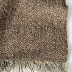 VALENTINO Brown Olive Herringbone Wool Fringe Scarf