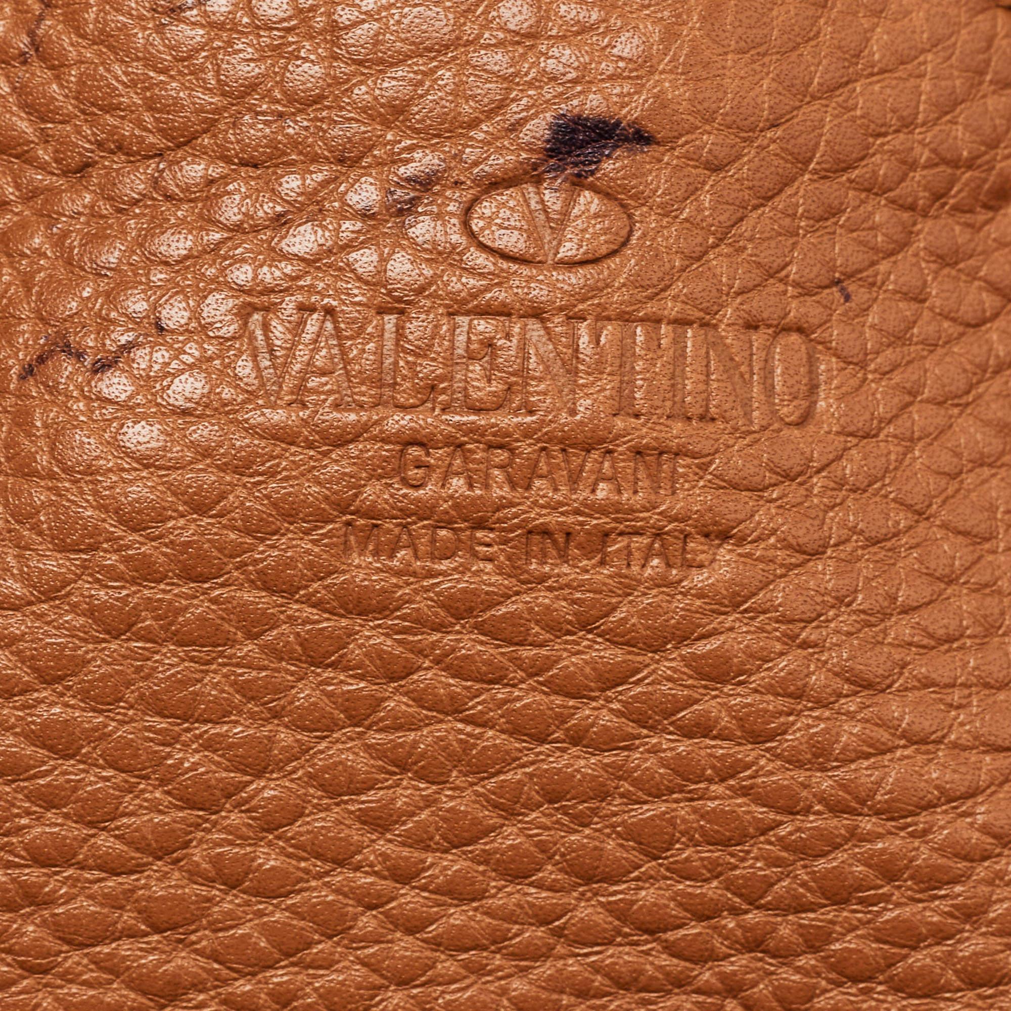 Valentino Brown Pebbled Leather Fringe C-Rockee Tote im Angebot 2