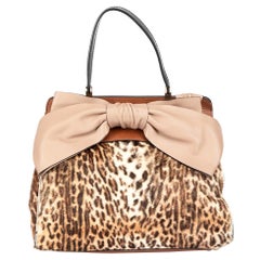 Valentino Brown Pony Hair Aphrodite Bow Satchel