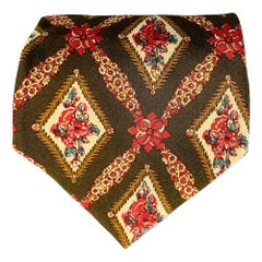Valentino Cravatta in seta floreale con cornice marrone rosso beige