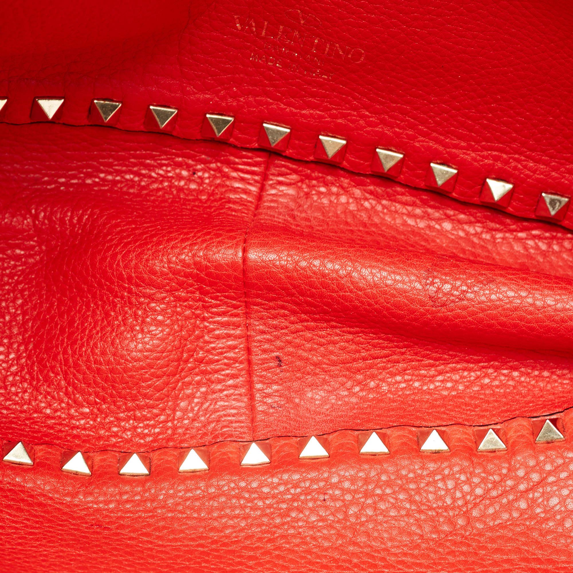 Valentino Brown/Red Leather Rockstud Reversible Tote 11