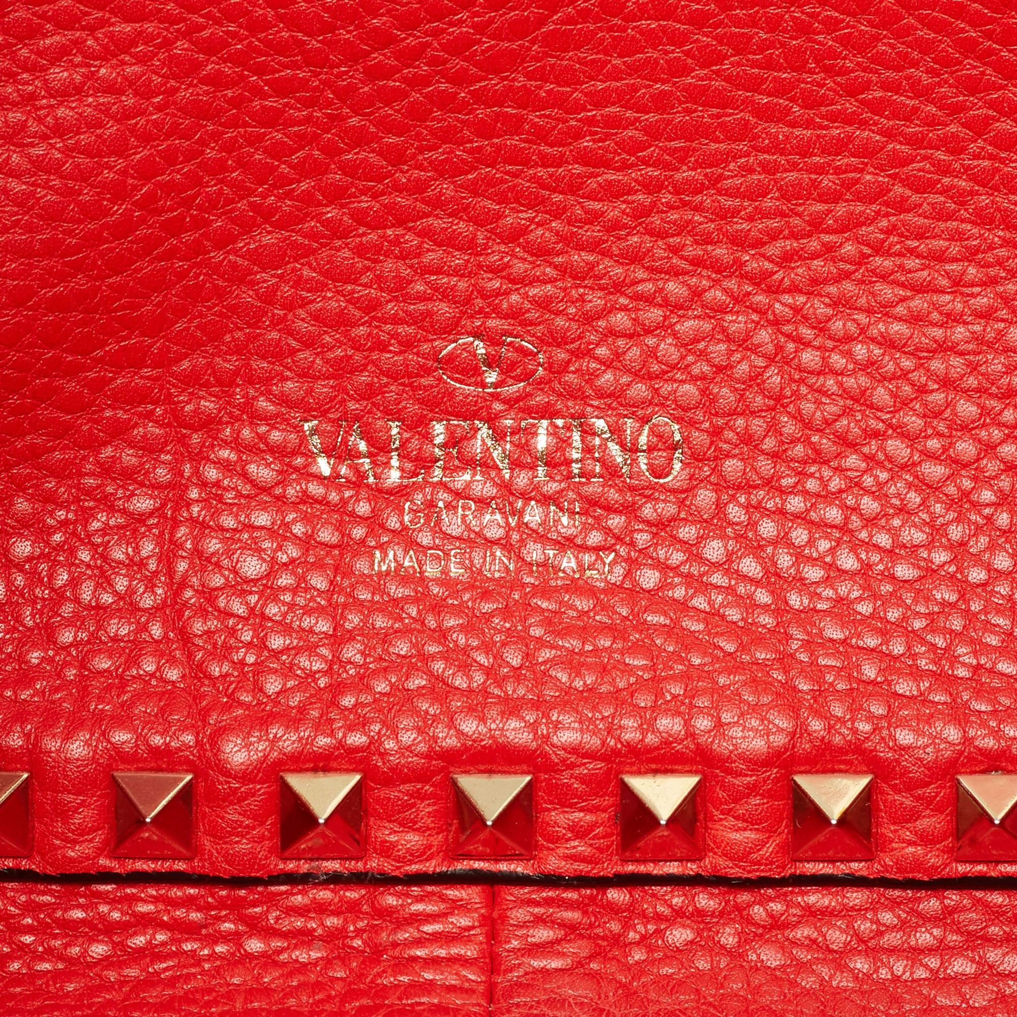 Valentino Brown/Red Leather Rockstud Reversible Tote 12