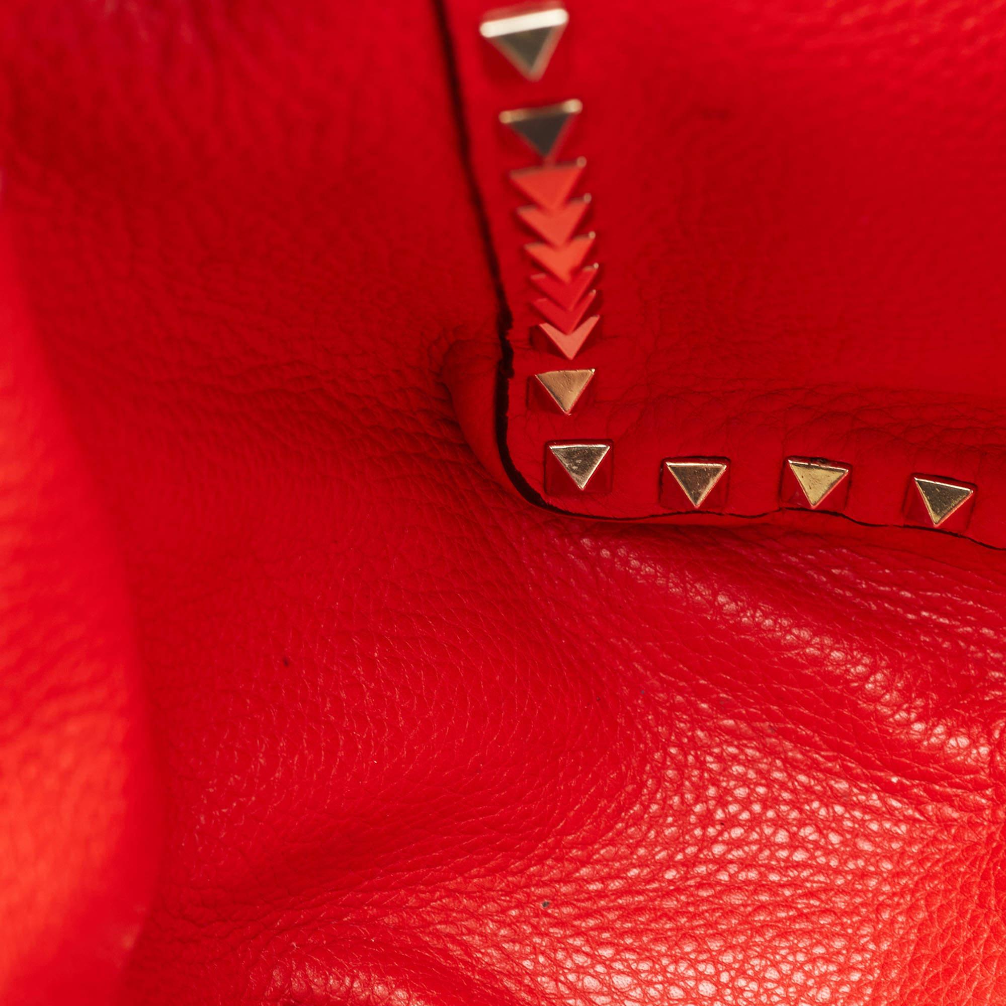 Valentino Brown/Red Leather Rockstud Reversible Tote 3