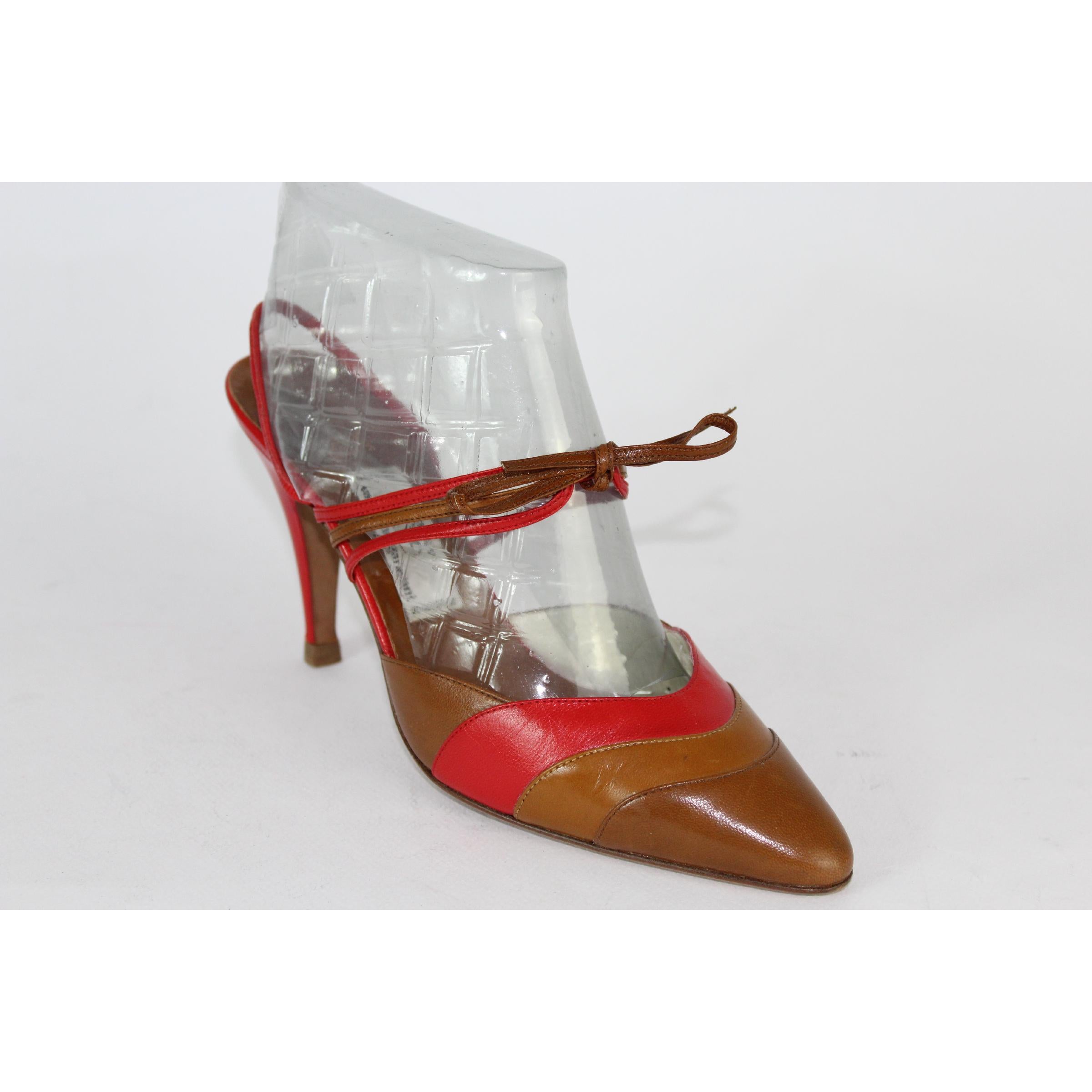 Valentino Brown Rouge Chaussures à talons décolletés 80s Pour femmes en vente