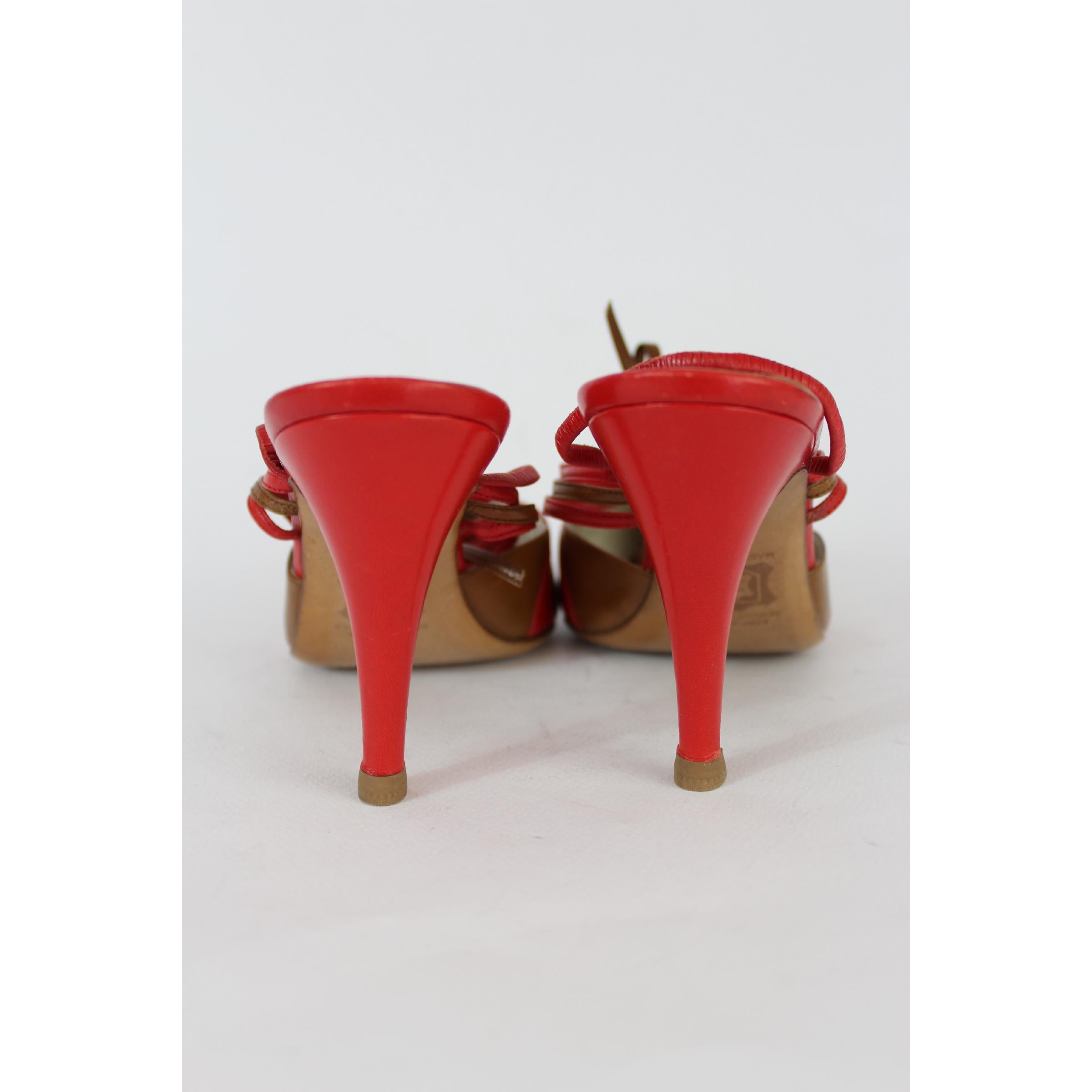 Valentino Brown Red Leayher Heel Shoes Decollete 80s For Sale 3