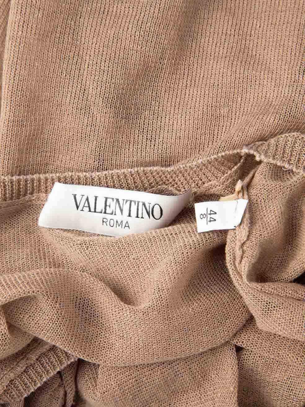 Valentino Brown Ruffle Knit Top Size L For Sale 2