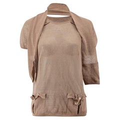 Valentino Brown Ruffle Knit Top Size L