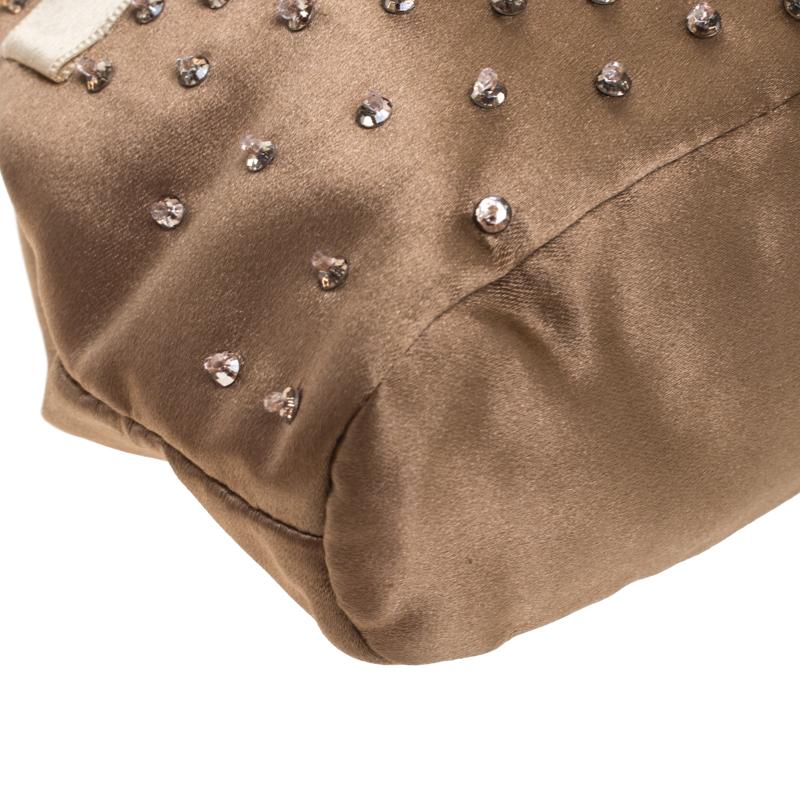 Valentino Brown Satin Beaded Embellished Bag 7