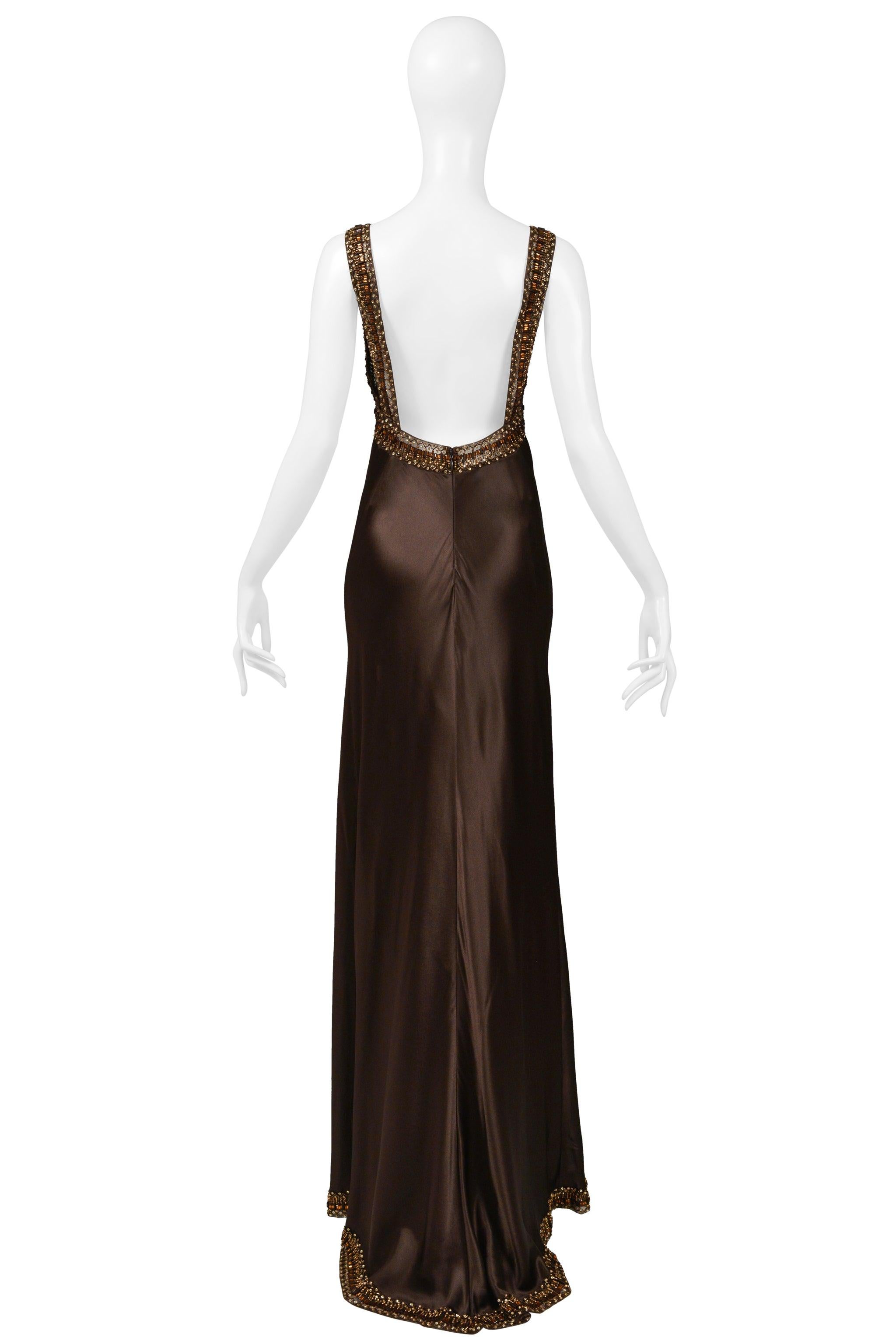 Valentino Brown Silk Evening Gown AW 2006-07 In Excellent Condition For Sale In Los Angeles, CA