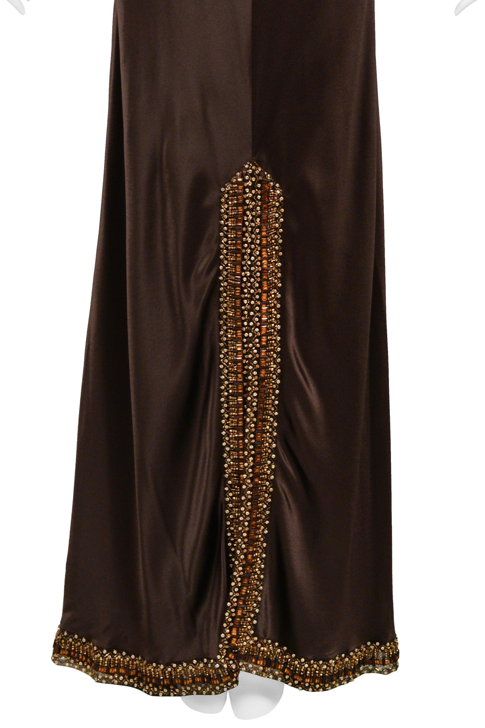 Women's Valentino Brown Silk Evening Gown AW 2006-07 For Sale
