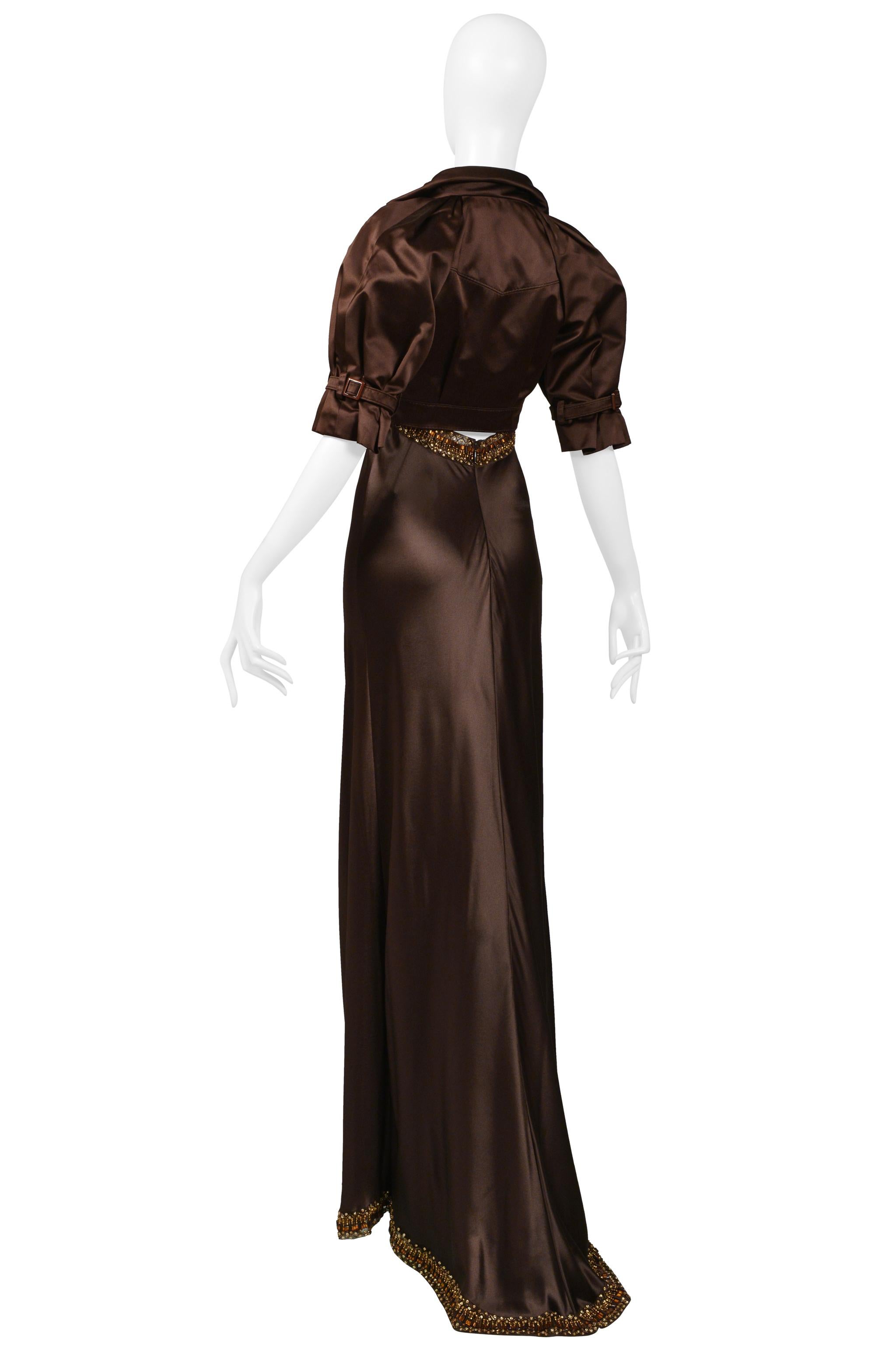 Valentino Brown Silk Evening Gown With Jacket AW 2006-07 For Sale 1