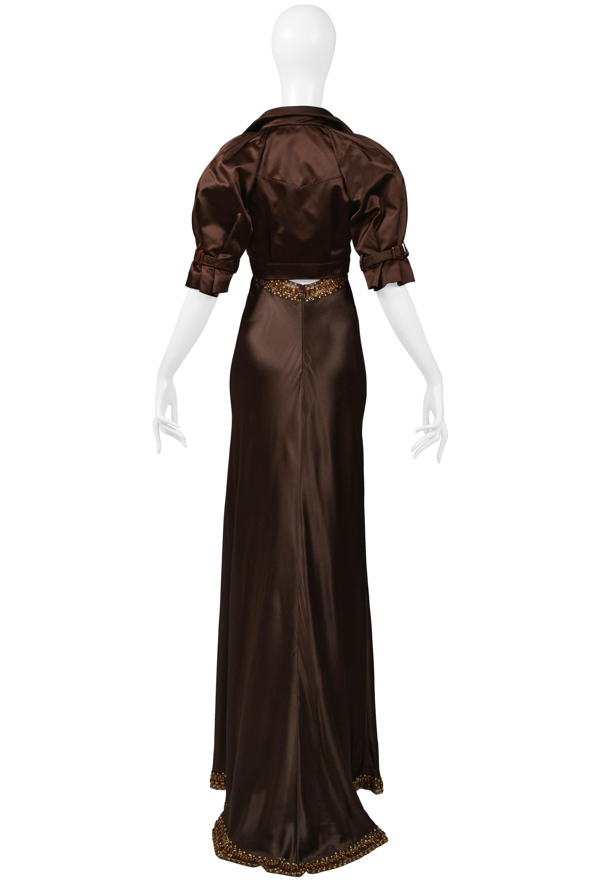Valentino Brown Silk Evening Gown With Jacket AW 2006-07 For Sale 5