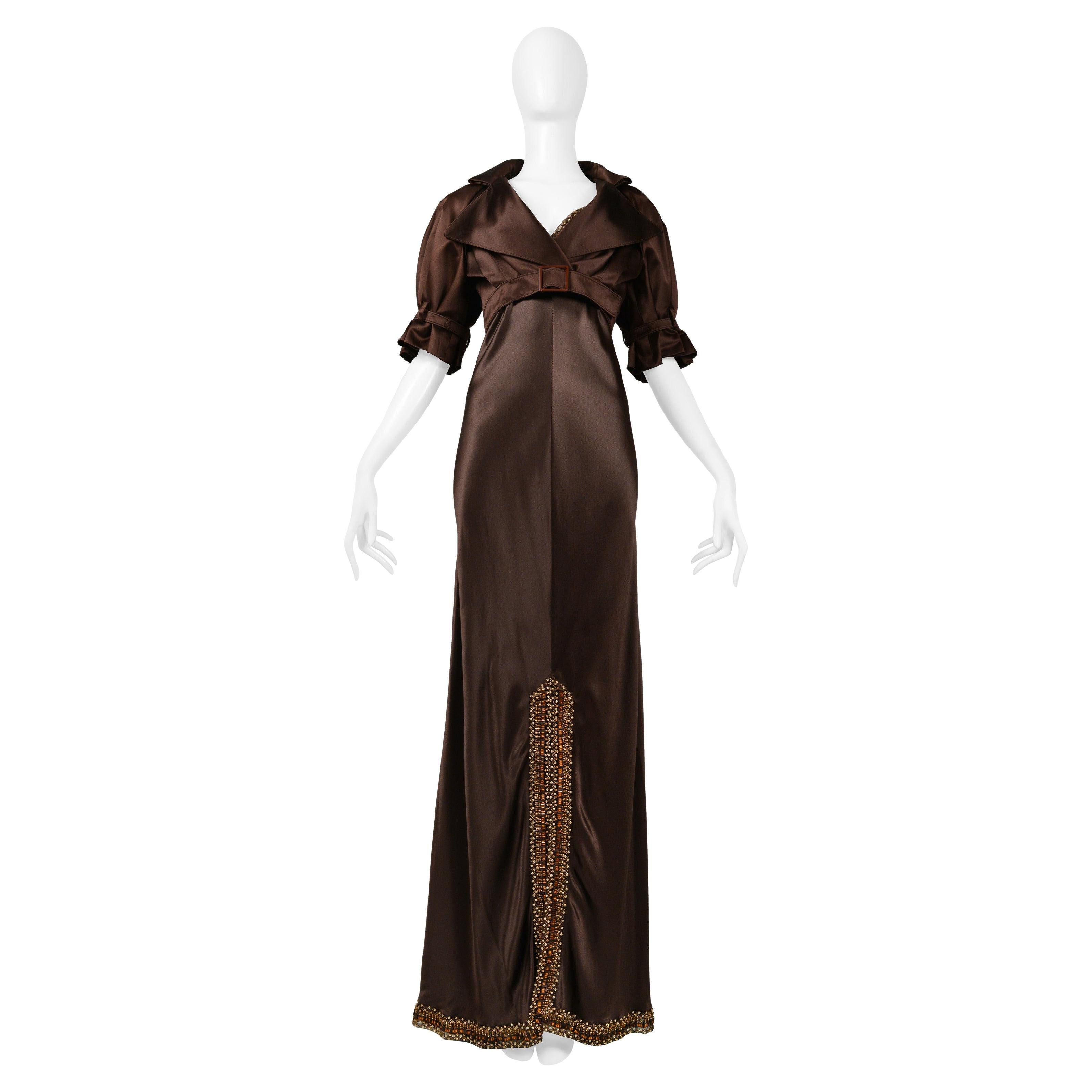 Valentino Brown Silk Evening Gown With Jacket AW 2006-07 For Sale