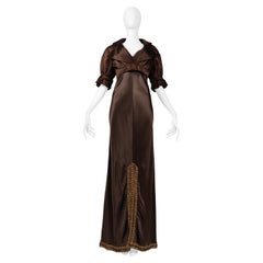 Used Valentino Brown Silk Evening Gown With Jacket AW 2006-07