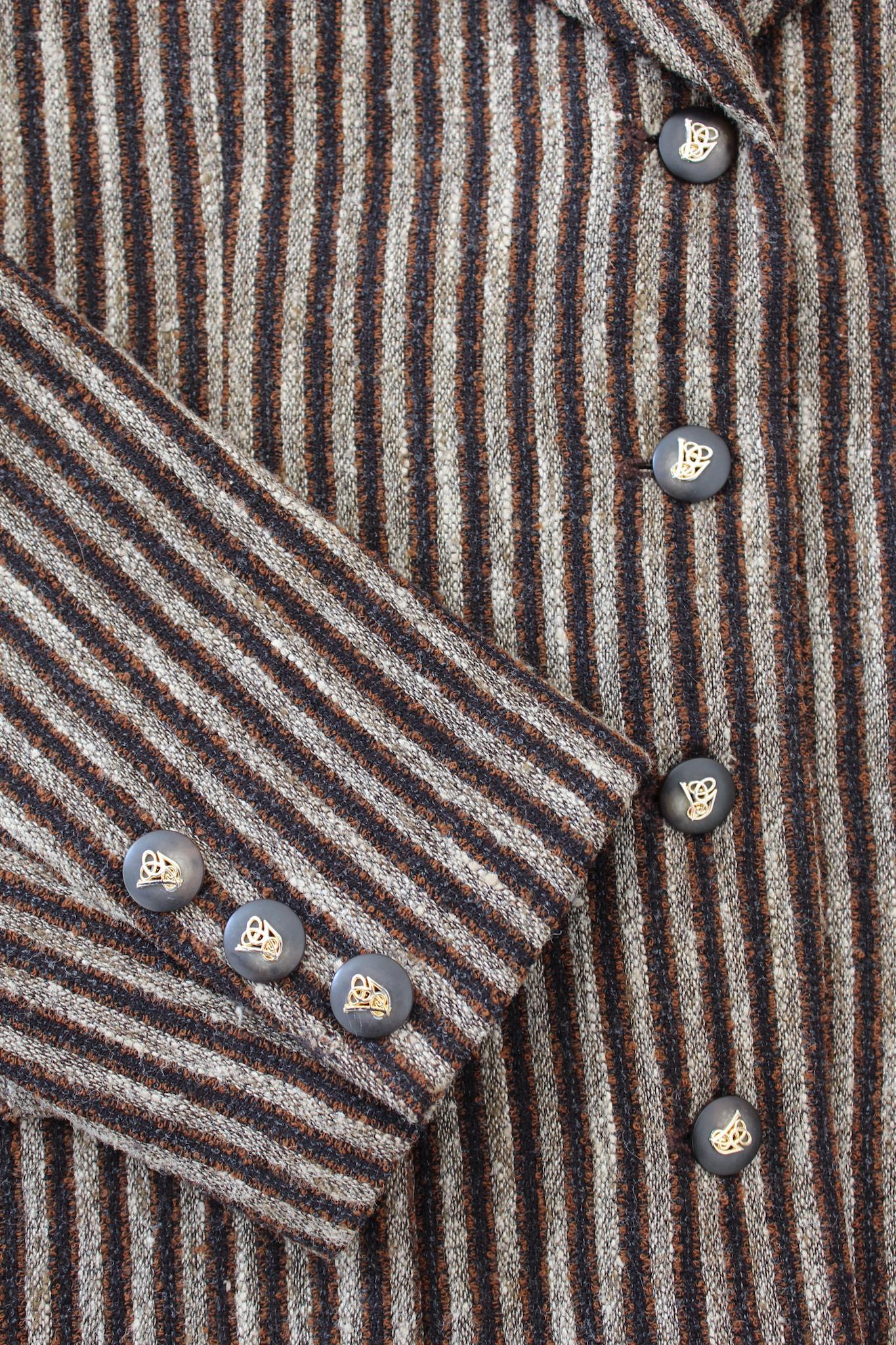 Valentino Brown Silk Wool Vintage Pinstripe Jacket 2