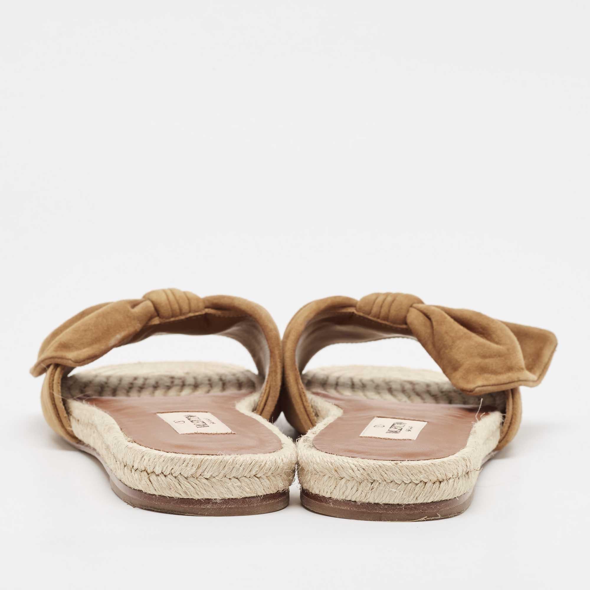 Women's Valentino Brown Suede Bow Espadrille Flats Size 39.5
