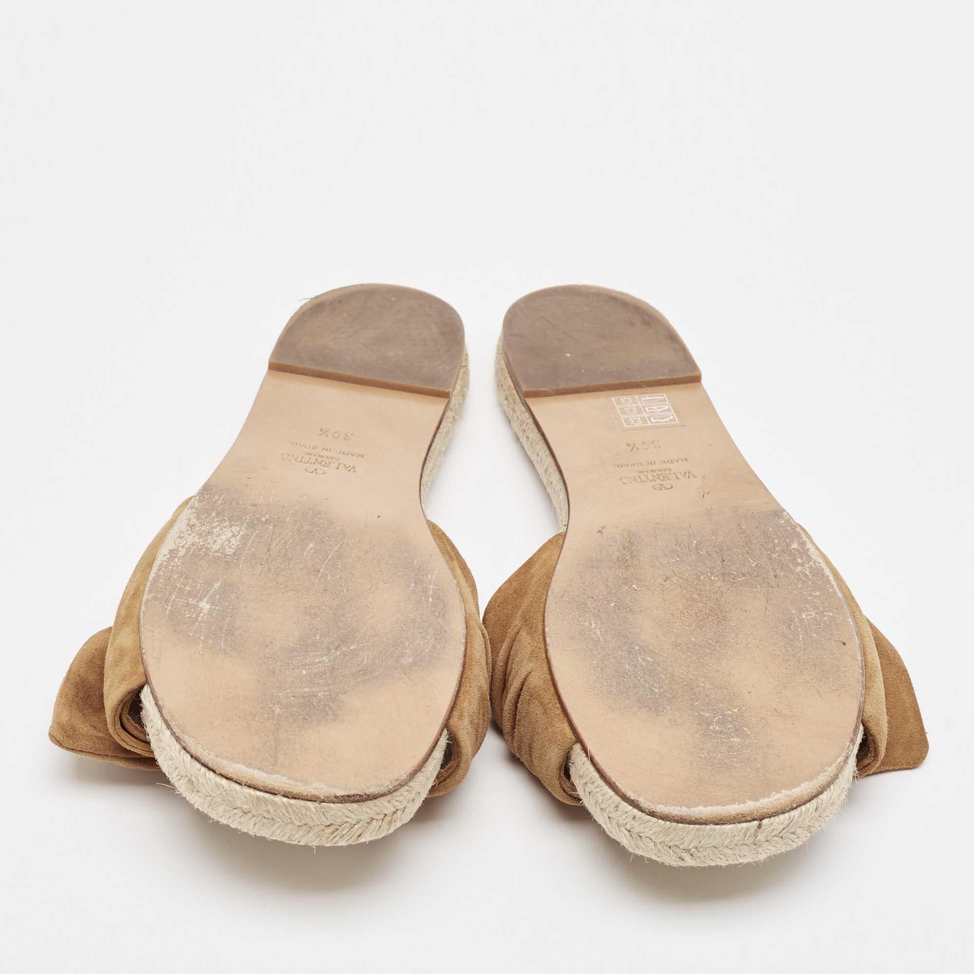 Valentino Brown Suede Bow Espadrille Flats Size 39.5 1