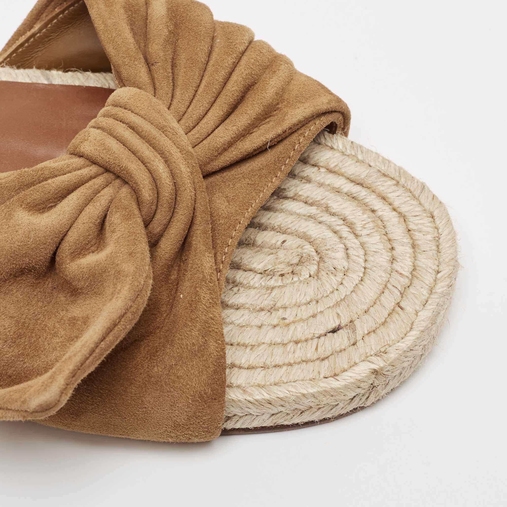Valentino Brown Suede Bow Espadrille Flats Size 39.5 2