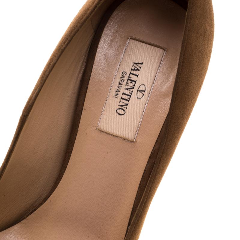 Valentino Brown Suede Peep Toe Pumps Size 36.5 1