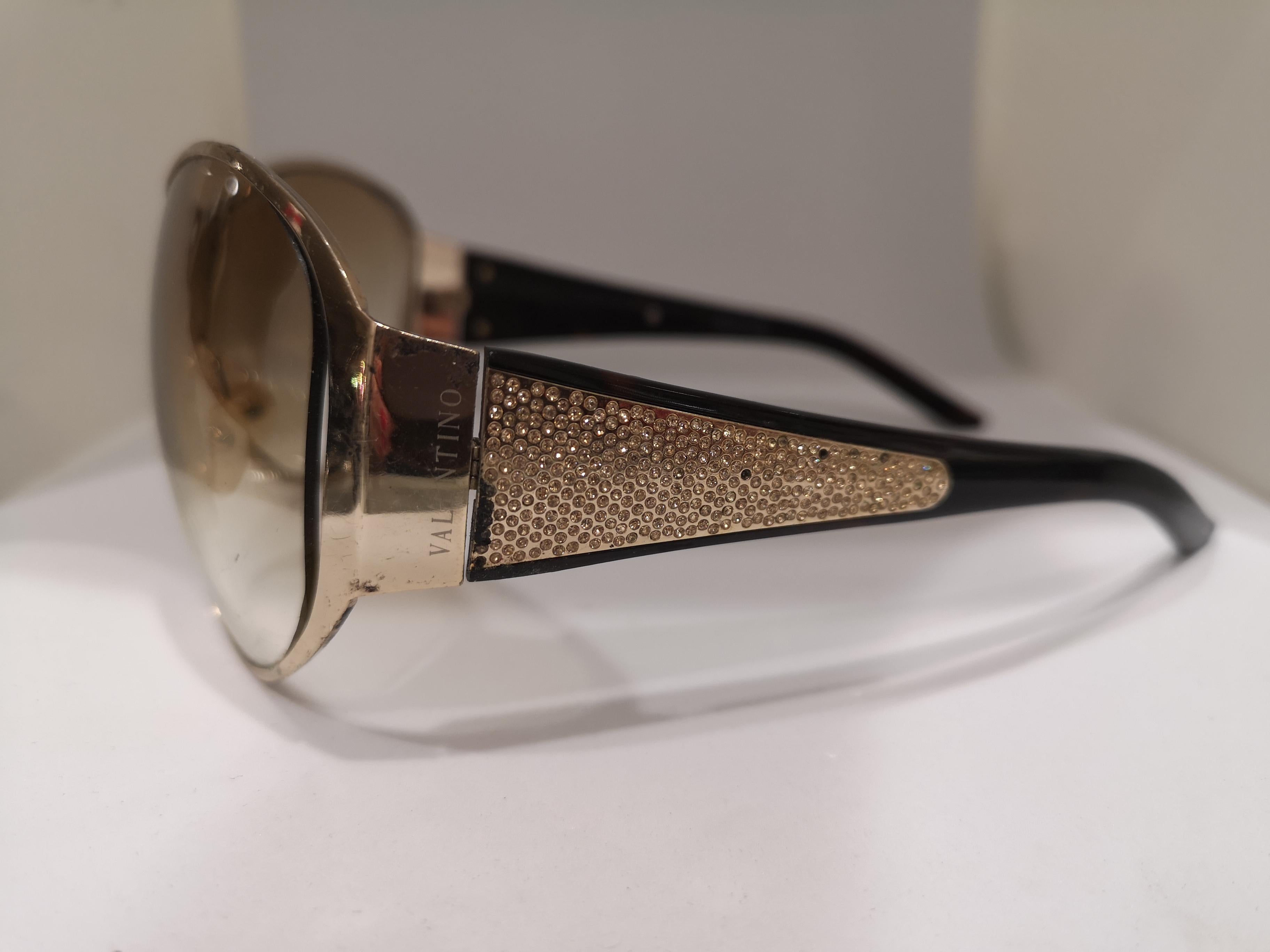 Valentino brown swarosvki stones mask sunglasses In Fair Condition In Capri, IT