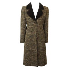 Valentino Brown Tweed 3/4 Coat with Velvet Collar-8