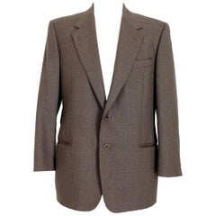 Valentino Brown Wool Check Classic Elegant Jacket