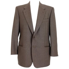 Retro Valentino Brown Wool Check Classic Elegant Jacket 