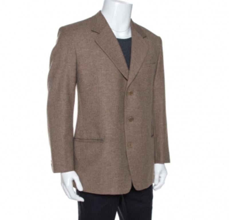 Valentino Brauner Wollblazer mit drei Knöpfen XXL im Zustand „Hervorragend“ im Angebot in Dubai, Al Qouz 2