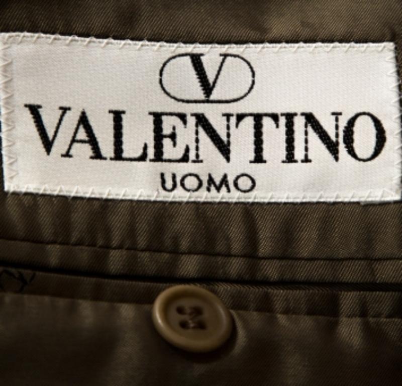 Valentino Brauner Wollblazer mit drei Knöpfen XXL im Angebot 1
