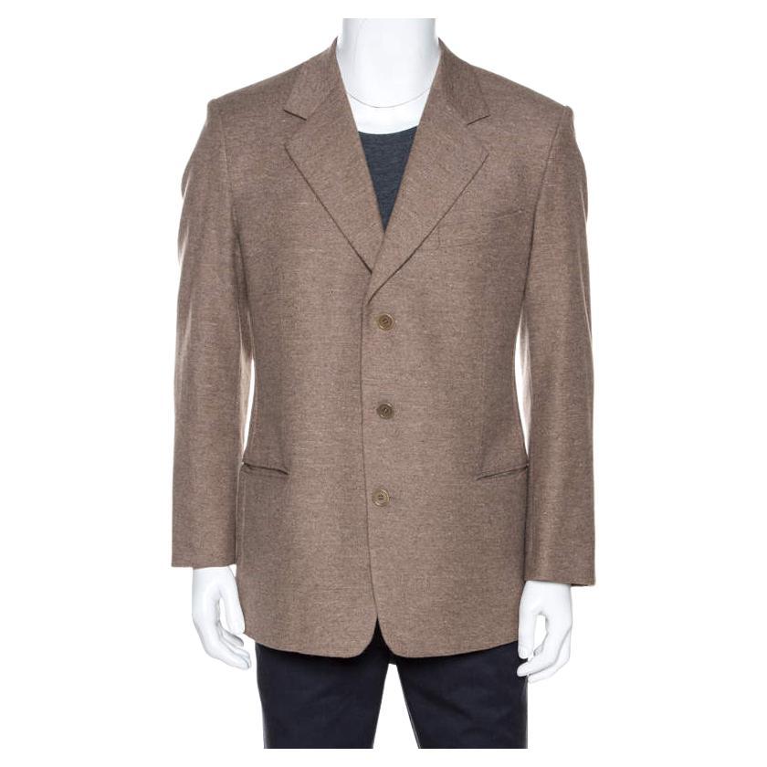 Valentino Brown Wool Three Buttoned Blazer XXL For Sale