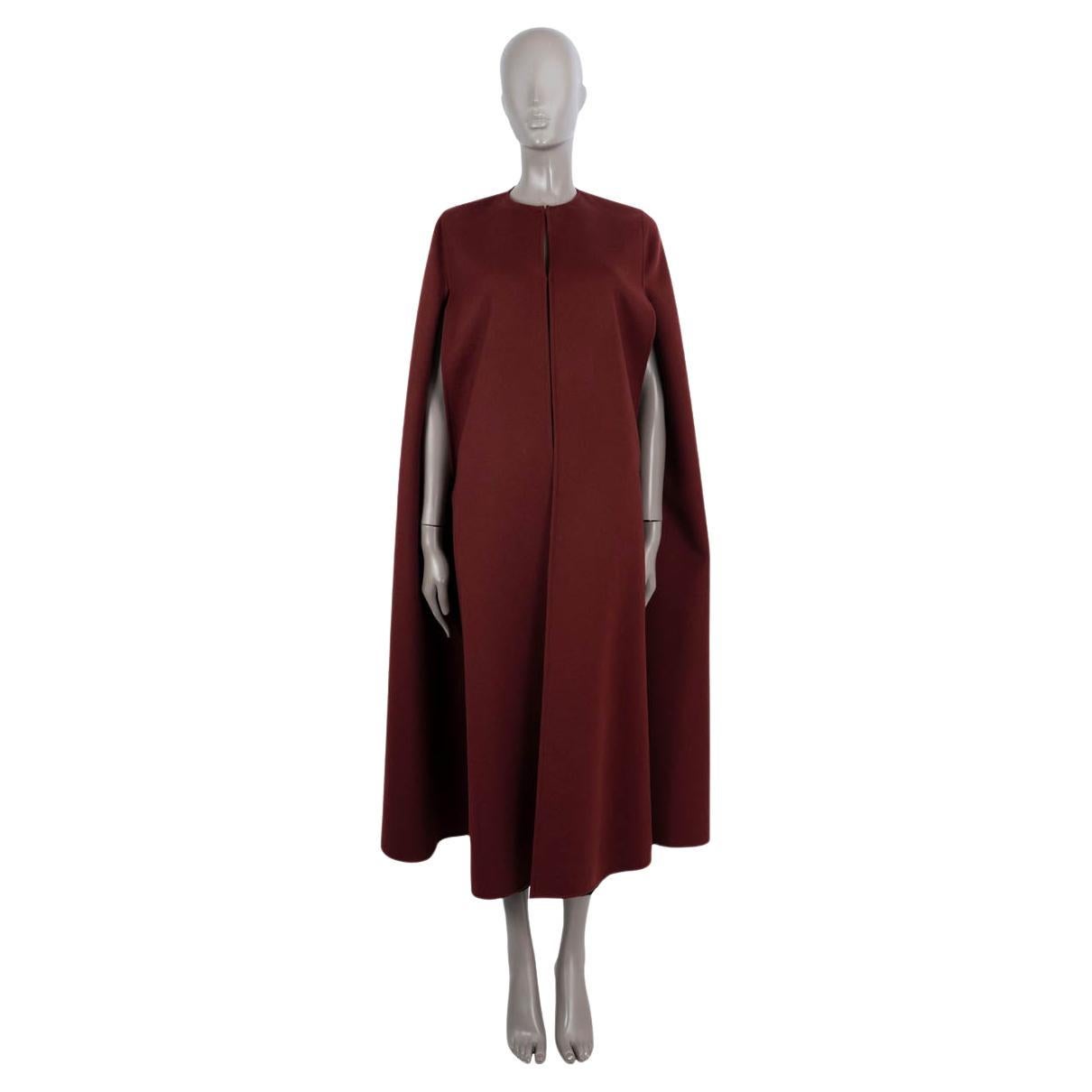 VALENTINO burgundy 2020 WOOL & CASHMERE LONG Cape Jacket 38 XS For Sale