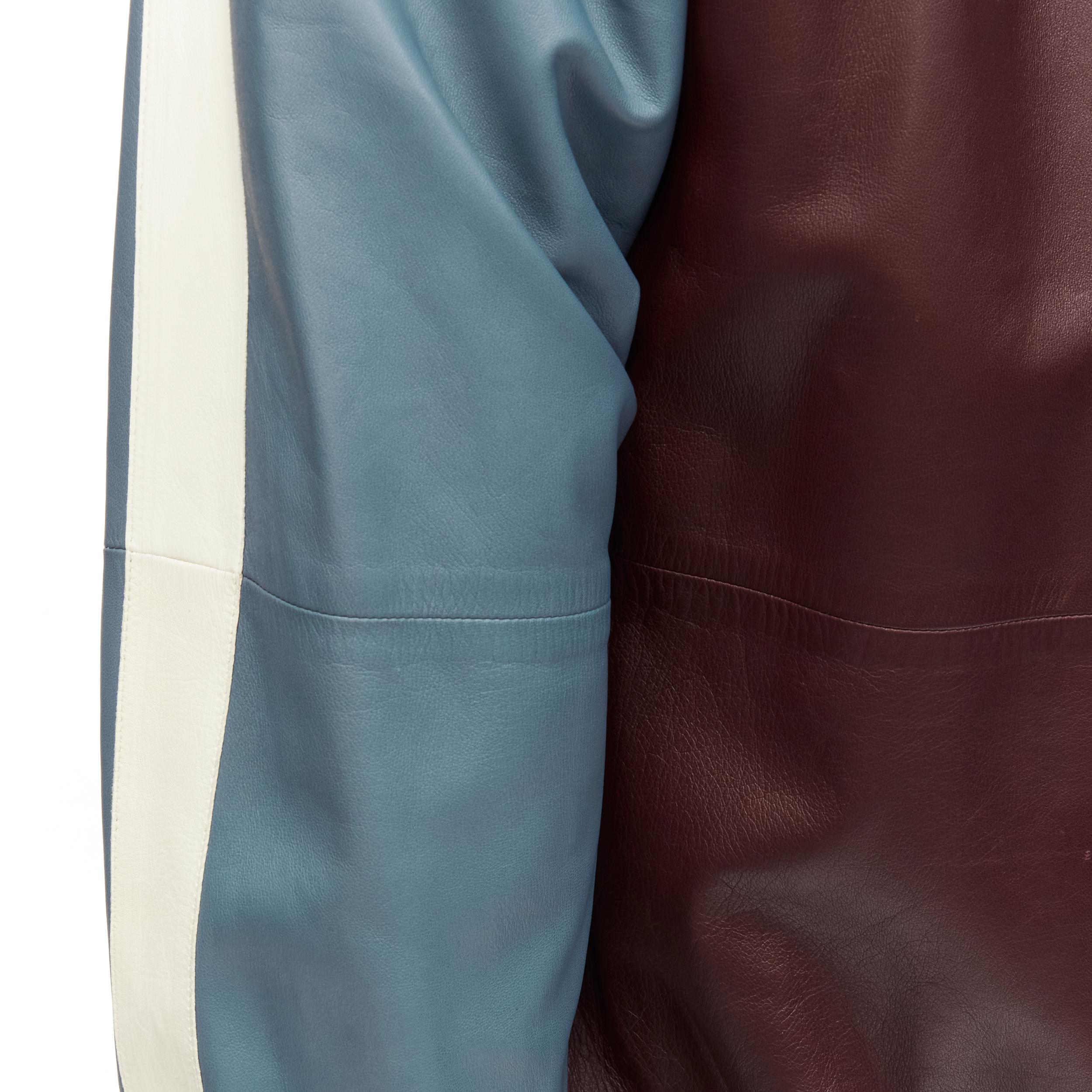 VALENTINO burgundy blue colorblock lambskin leather classic bomber FR48 M 6