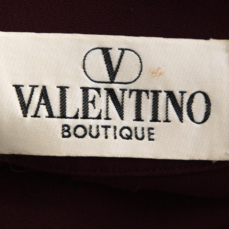 Valentino Burgundy Crepe Knit Plunge Neck Strappy Evening Gown L In Good Condition In Dubai, Al Qouz 2
