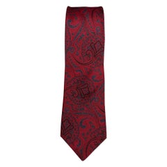 VALENTINO Burgundy Green Paisley Silk Tie