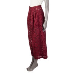 VALENTINO burgundy GUIPURE LACE WIDE LEG Pants 40 S