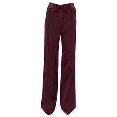 Valentino Burgundy Jersey Paneled Wide Leg Trousers S