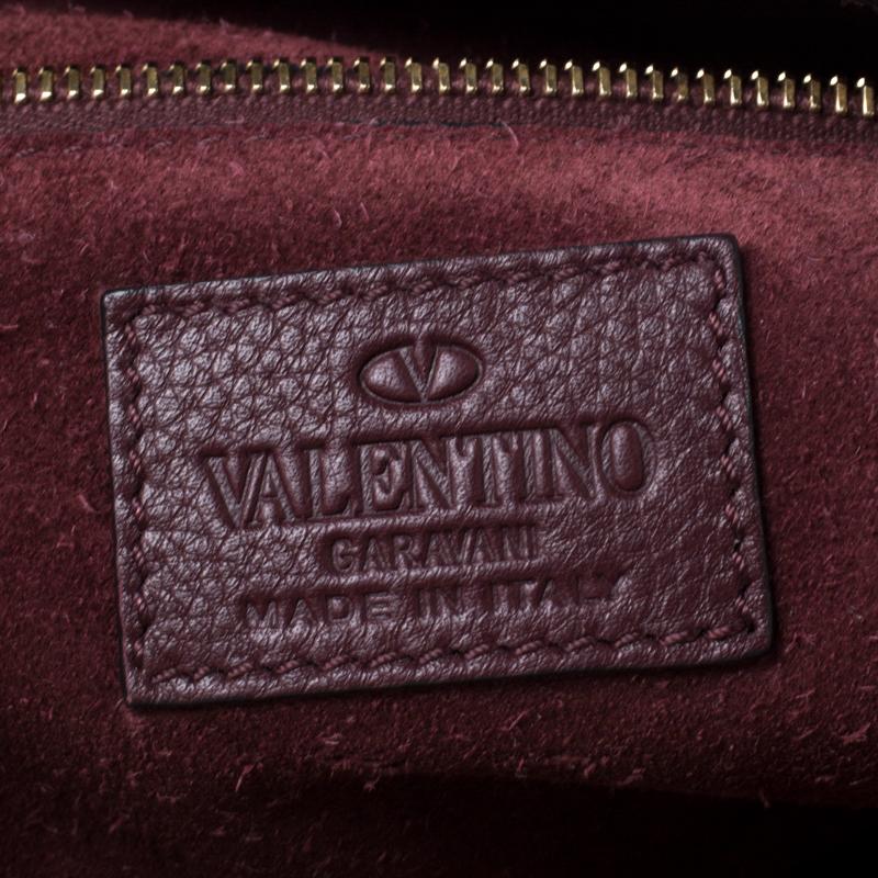 Valentino Burgundy Leather C Rockee Studded Fringe Hobo 2