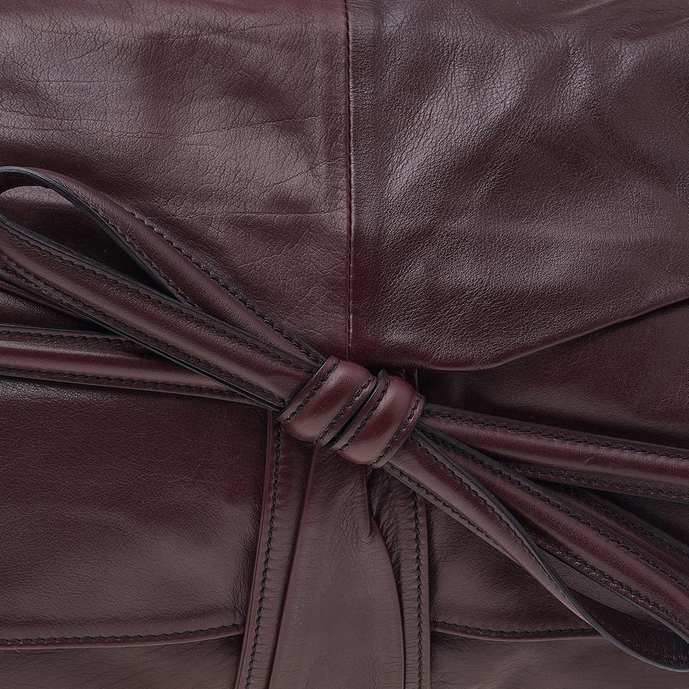 Valentino Burgundy Leather Flap Ribbon Strap Clutch 5