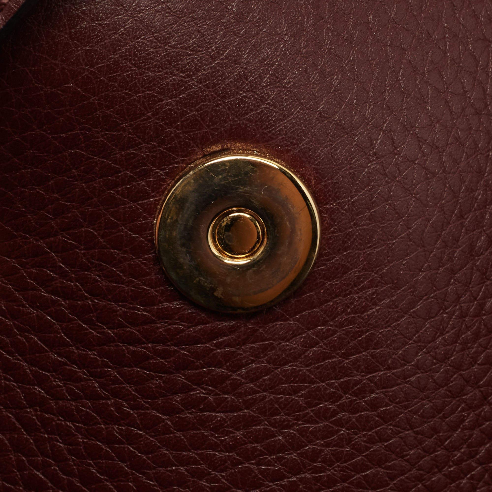 Valentino Burgundy Leather Flap Top Handle Bag 5