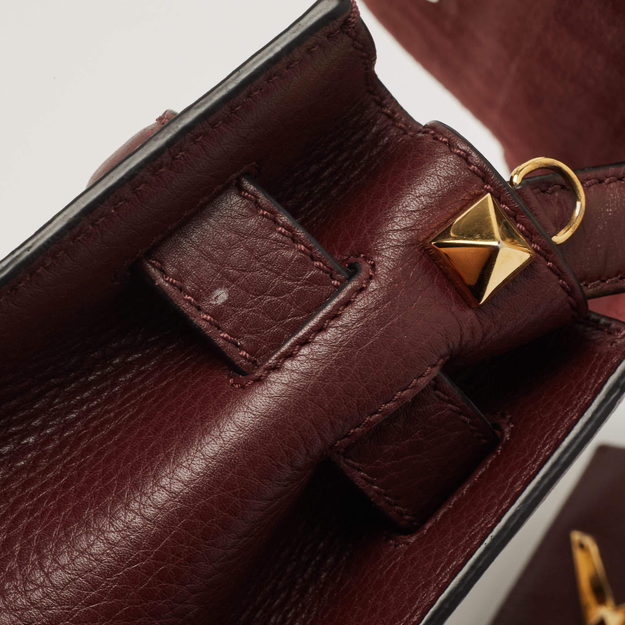 Valentino Burgundy Leather Flap Top Handle Bag 6