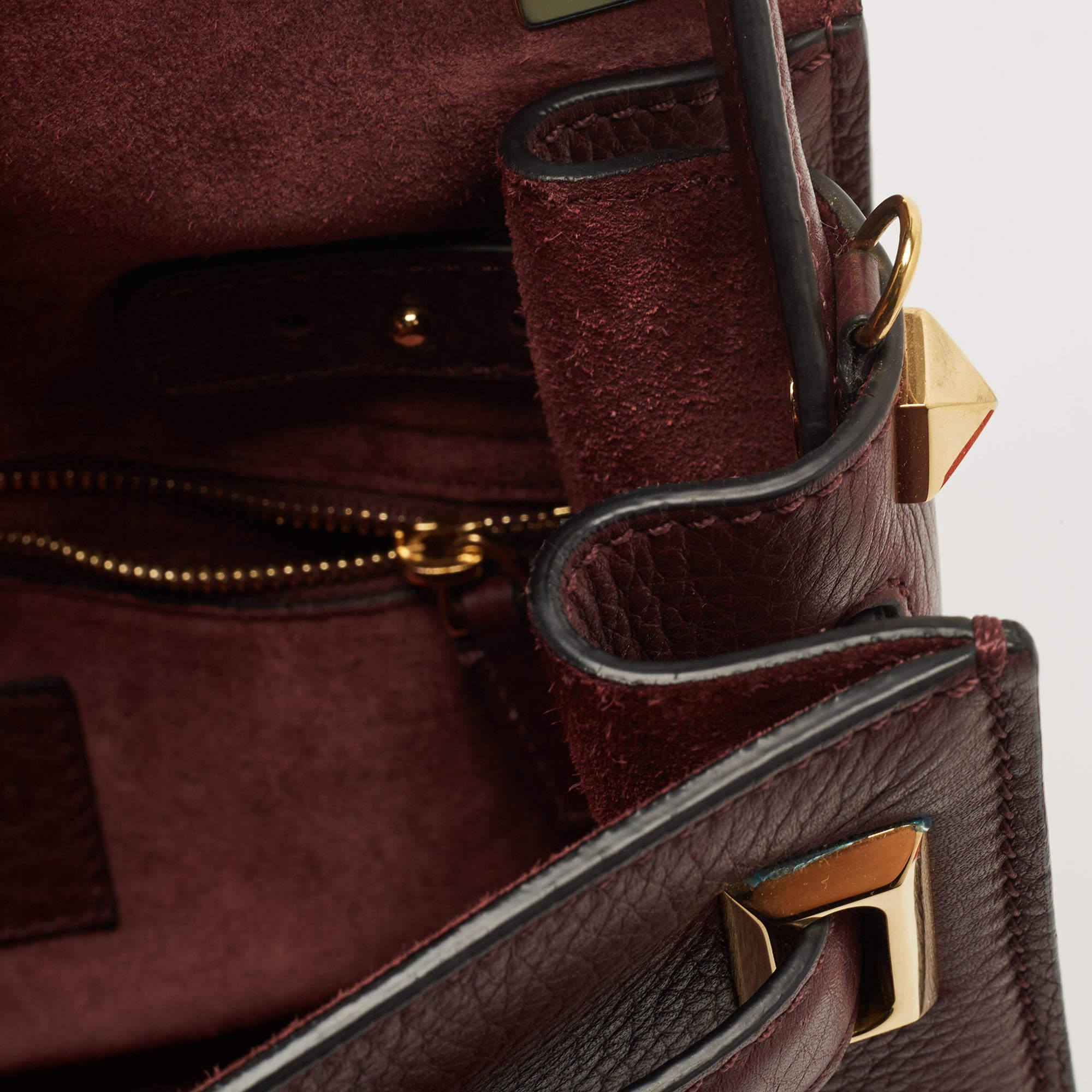 Valentino Burgundy Leather Flap Top Handle Bag 7