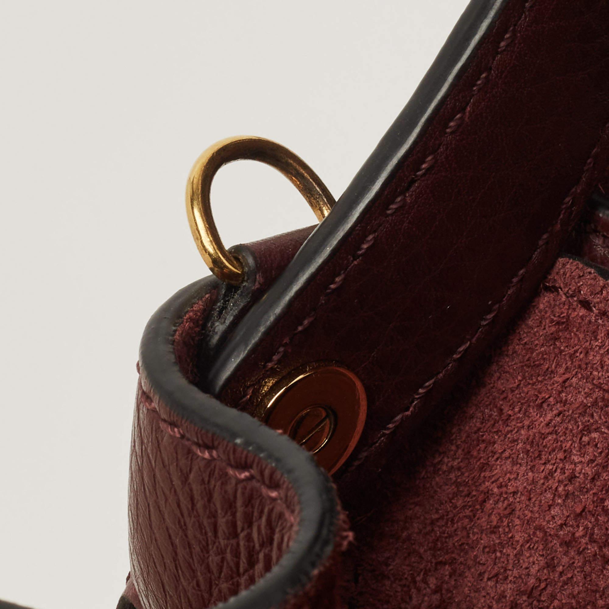 Valentino Burgundy Leather Flap Top Handle Bag 8