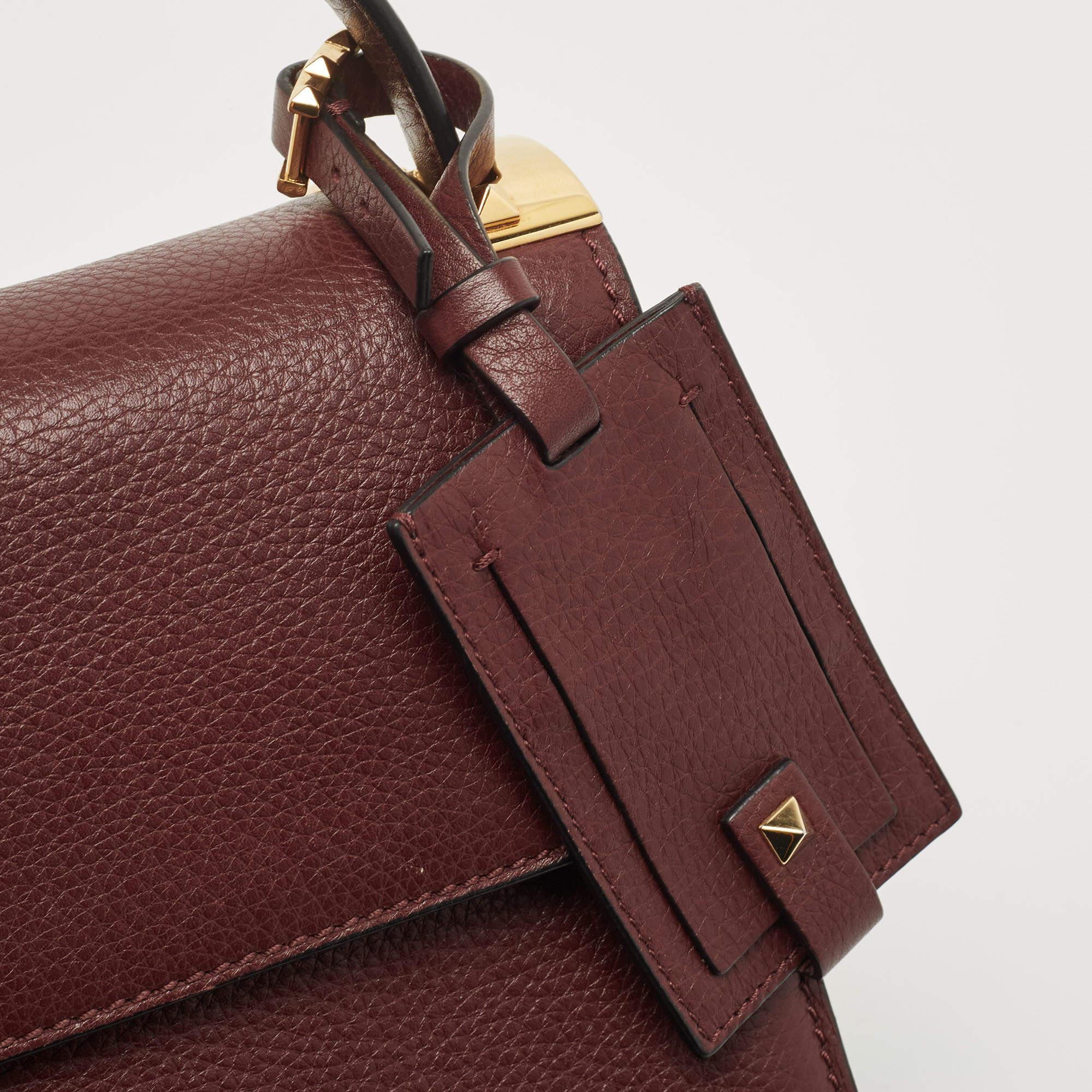 Valentino Burgundy Leather Flap Top Handle Bag 10