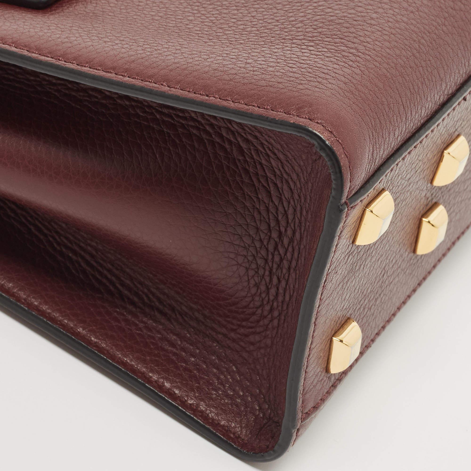 Valentino Burgundy Leather Flap Top Handle Bag 12