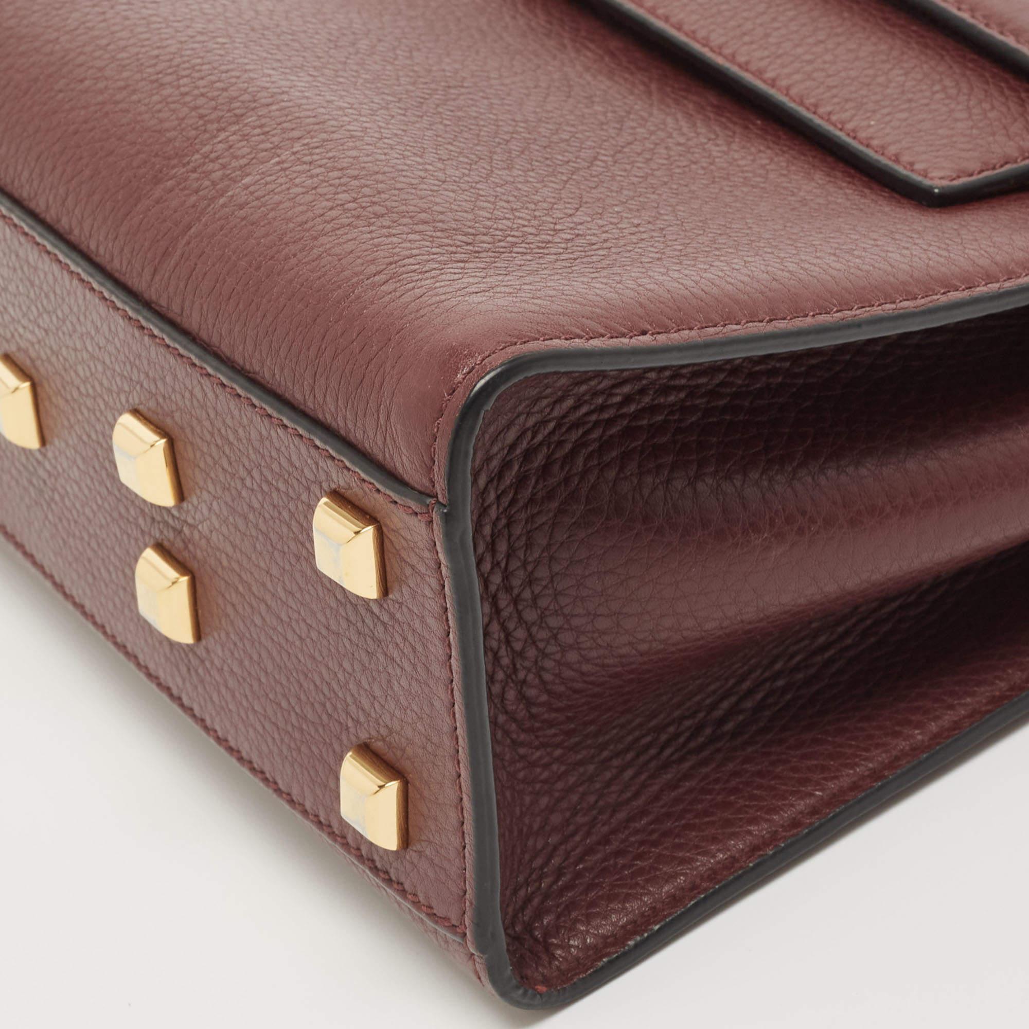 Valentino Burgundy Leather Flap Top Handle Bag 13