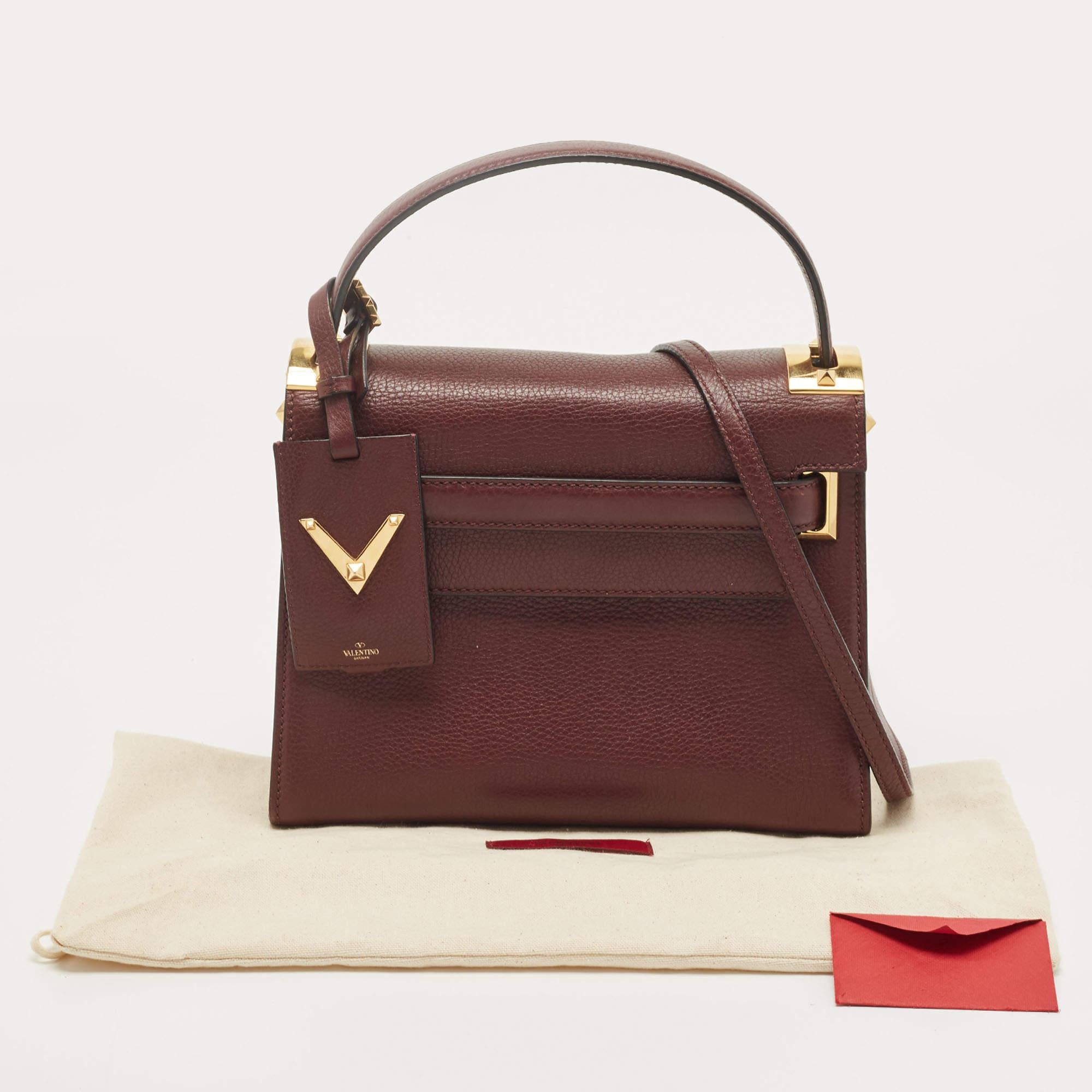 Valentino Burgundy Leather Flap Top Handle Bag 15