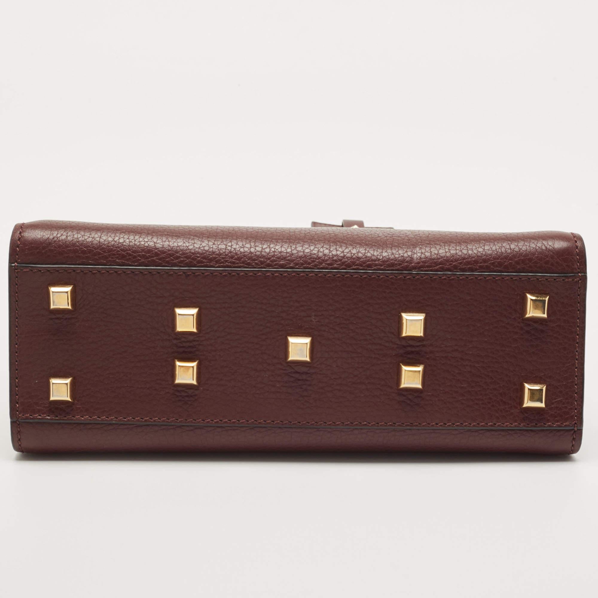 Valentino Burgundy Leather Flap Top Handle Bag 1