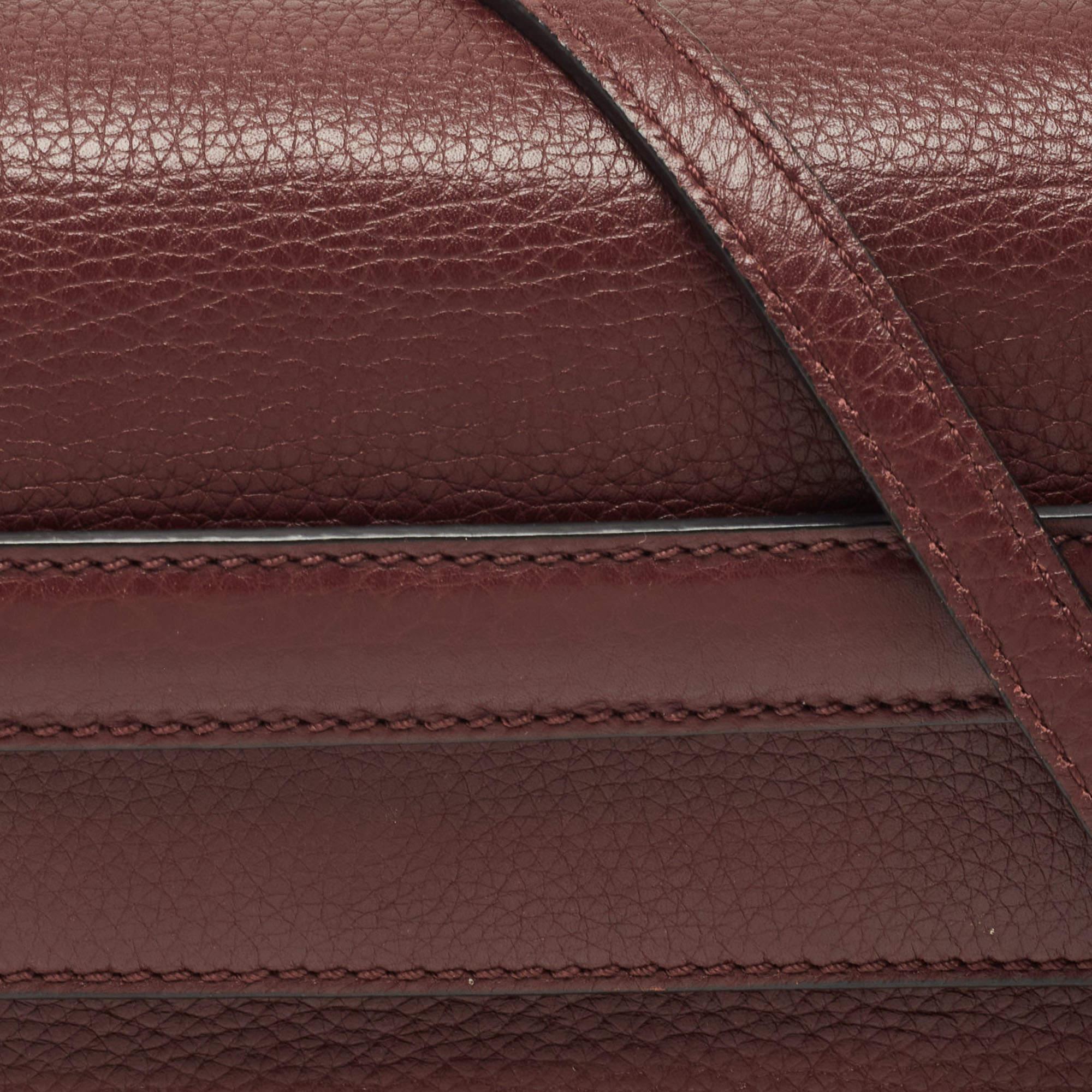 Valentino Burgundy Leather Flap Top Handle Bag 3