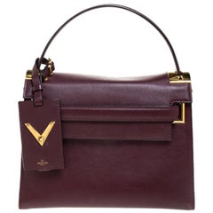 Valentino Burgundy Leather Flap Top Handle Bag