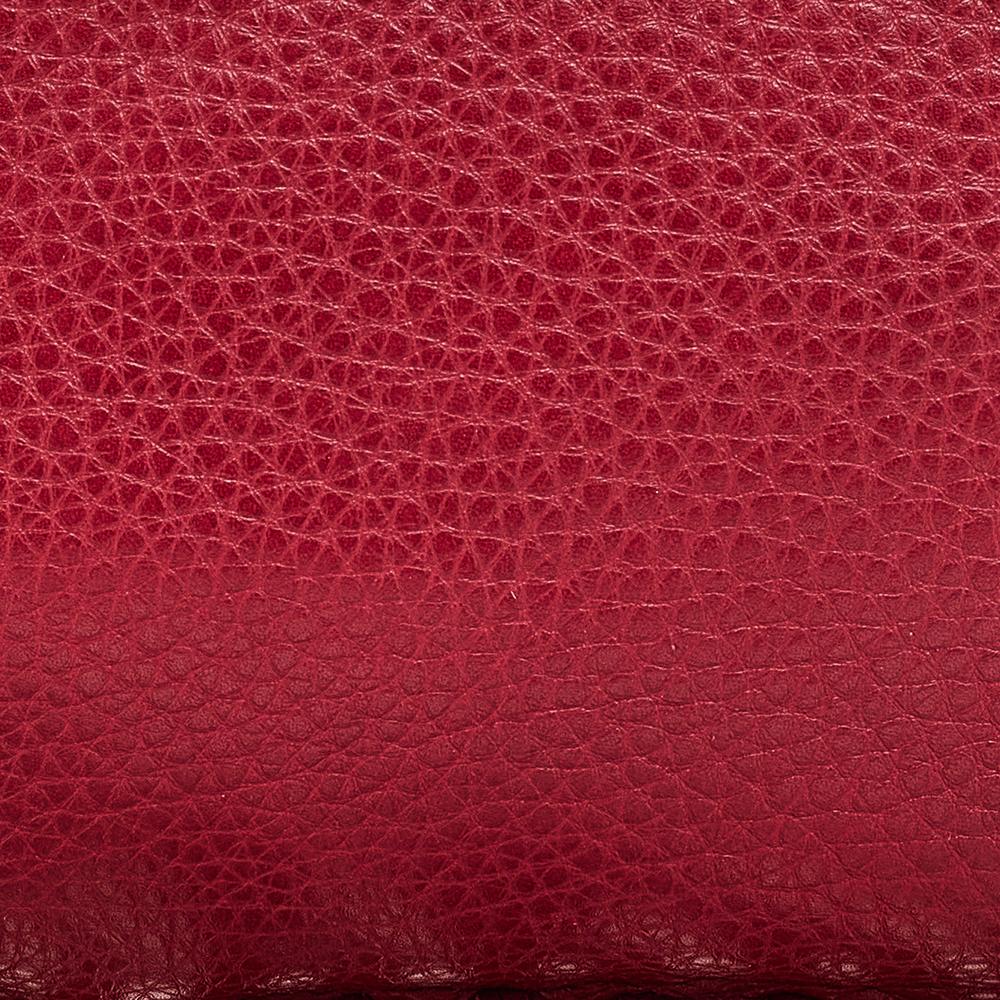 Valentino Burgundy Leather Gryphon Fringe Clutch 4